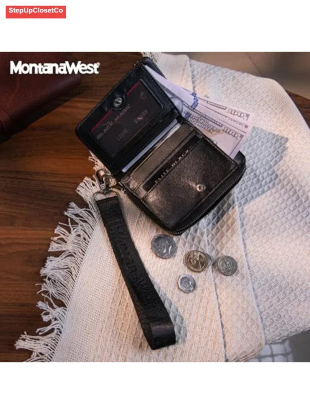 Small Wristlet Wallet Women RFID Blocking Faux Leather Lightweight